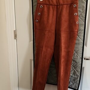 Elegant Rust Pants with Button Accents